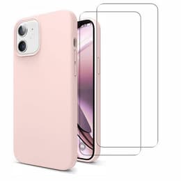 Case iPhone 11 and 2 protective screens - Silicone - Pink