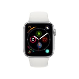 Apple Watch (Series 4) 2018 GPS + Cellular 44 - Stainless steel Silver - Sport band White