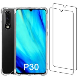 Case Huawei P30 and 2 protective screens - Recycled plastic - Transparent