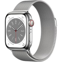 Apple Watch Series 8 (2022) GPS + Cellular 41 mm - Stainless steel Silver - Milanese loop Grey