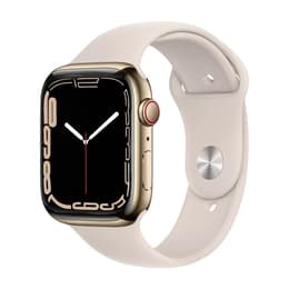 Apple Watch Series 7 (2021) GPS + Cellular 41 mm - Stainless steel Gold - Sport band Starlight