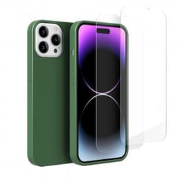 Case iPhone 14 Pro Max and 2 protective screens - Silicone - Green