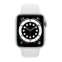 Apple Watch (Series 6) 2020 GPS + Cellular 44 - Stainless steel Silver - Sport loop White