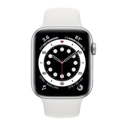 Apple Watch Series 6 (2020) GPS + Cellular 44 mm - Stainless steel Silver - Sport band White