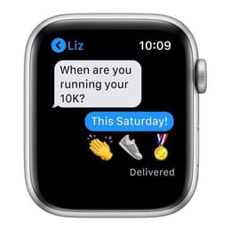 Apple Watch Series 6 (2020) GPS + Cellular 44 mm - Stainless steel Silver - Sport band White