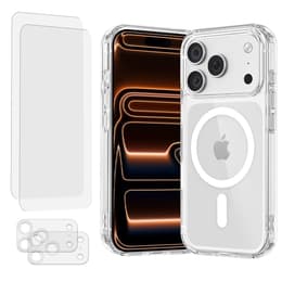 Case Phone 17 Pro Max and 2 protective screens - TPU - Transparent