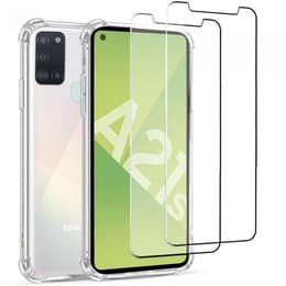 Case Galaxy A21s and 2 protective screens - TPU - Transparent