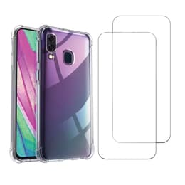 Case Galaxy A40 and 2 protective screens - TPU - Transparent