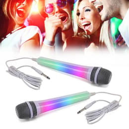 Pack Karaoké 2 Microphones filaires dynamiques - White - Effet lumineux Disco - MR ENTERTAINER G158BG Audio accessories