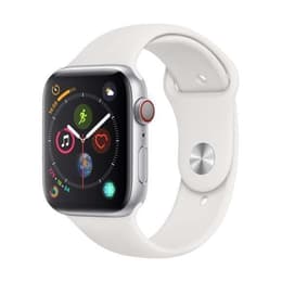 Apple Watch (Series 4) 2018 GPS 44 - Stainless steel Silver - Sport band White