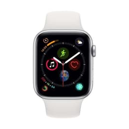 Apple Watch (Series 4) 2018 GPS 44 - Stainless steel Silver - Sport band White