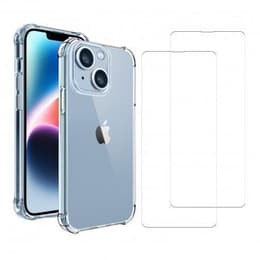 Case iPhone 14 and 2 protective screens - TPU - Transparent