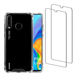 Case P30 Lite and 2 protective screens - Recycled plastic - Transparent