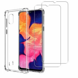Case Galaxy A10 and 2 protective screens - Silicone - Transparent