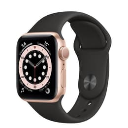 Apple Watch (Series 6) 2020 GPS + Cellular 40 - Stainless steel Gold - Sport band Black