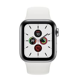 Apple Watch (Series 5) 2019 GPS 40 - Stainless steel Silver - Sport band White