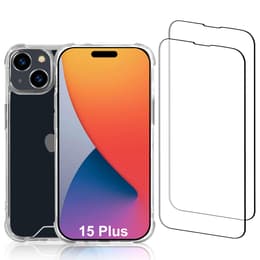 Case iPhone 15 Plus and 2 protective screens - Recycled plastic - Transparent