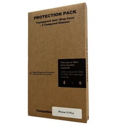 Case iPhone 15 Plus and 2 protective screens - Recycled plastic - Transparent