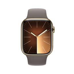 Apple Watch Series 9 (2023) GPS + Cellular 45 mm - Stainless steel Gold - Sport band Black