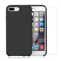 Case iPhone 7 Plus/8 Plus and 2 protective screens - Silicone - Black