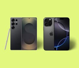 Picture of a Samsung Galaxy and an Apple iPhone.