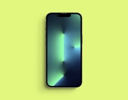 Front view of the iPhone 13 Pro with its distinctive camera array and stainless steel frame.