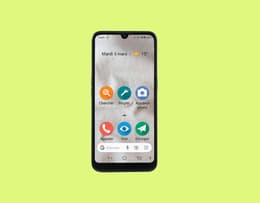 Doro 8100 smartphone for seniors with large icons.