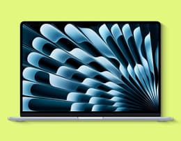 An Apple MacBook Air (15-inch, M4, 2025) open with colours showing on the screen.