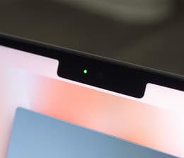 A close-up of the MacBook Pro M4's Center Stage camera.