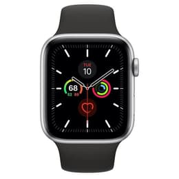 Apple Watch (Series 4) GPS + Cellular 44 - Stainless steel Silver - Sport band Black