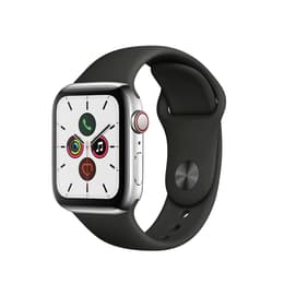 Apple Watch (Series 5) GPS + Cellular 44 - Titanium Silver - Sport band Black