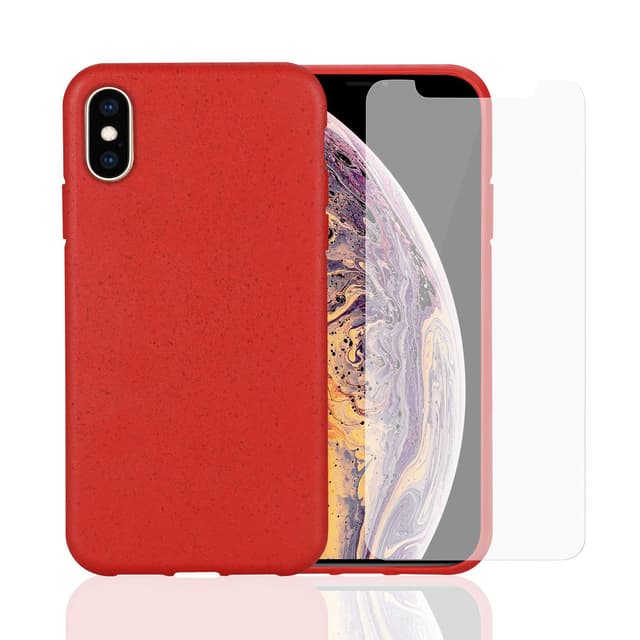 Case and 2 protective screens iPhone X/XS - Compostable - Red