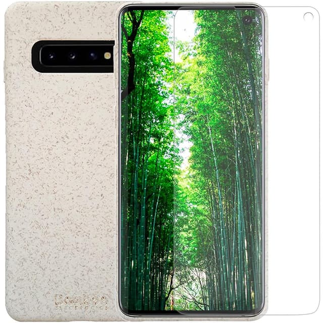 Case and protective screen Galaxy S10 - Biodegradable - White