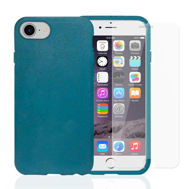 Case and 2 protective screens iPhone 6/6S/7/8/SE (2020) - Compostable - Blue