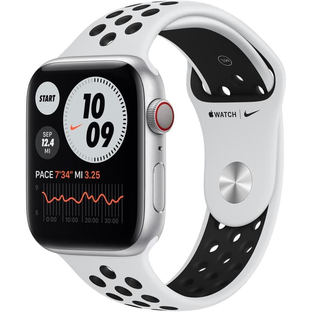Apple Watch (Series 6) September 2020 44 - Aluminium Silver - Sport Nike Pure plainum/Black