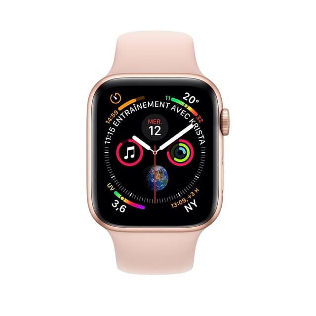 Apple Watch (Series 4) GPS + Cellular 40 - Stainless steel Gold - Sport loop band Pink